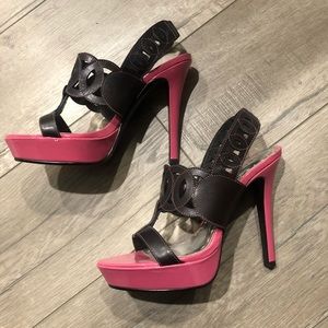 BCBG Girls Pink and Dark Chocolate Stiletto Pumps